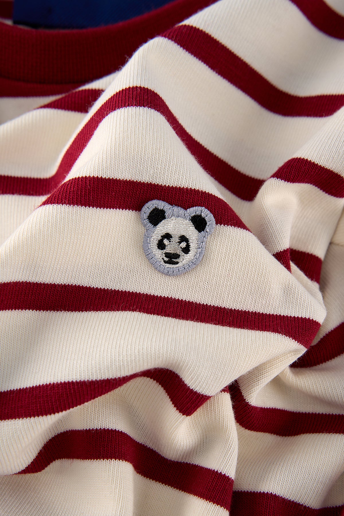 Panda Çocuk Heavyweight Uzun Kollu T-shirt - Kırmızı / Ekru