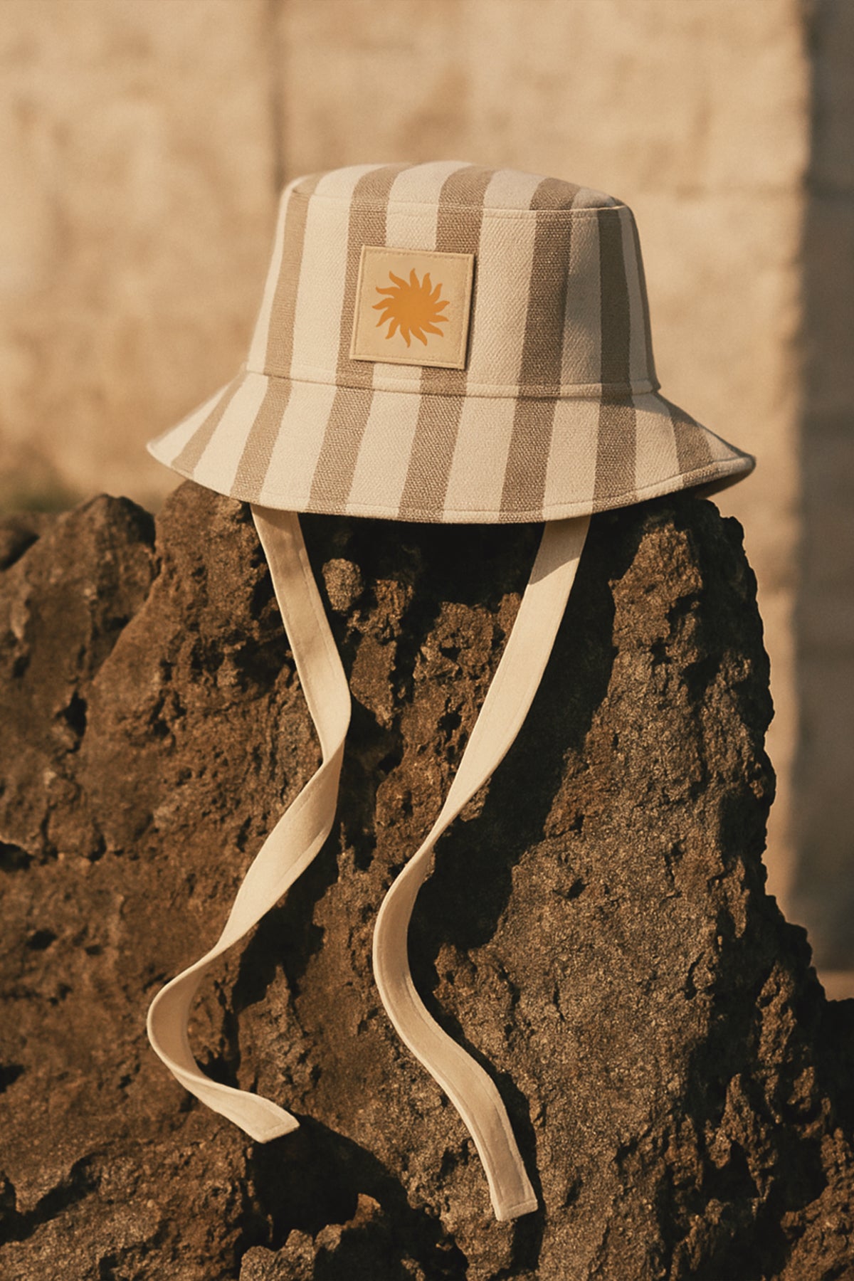 Güneş Canvas Bucket Hat - Kahverengi/Bej