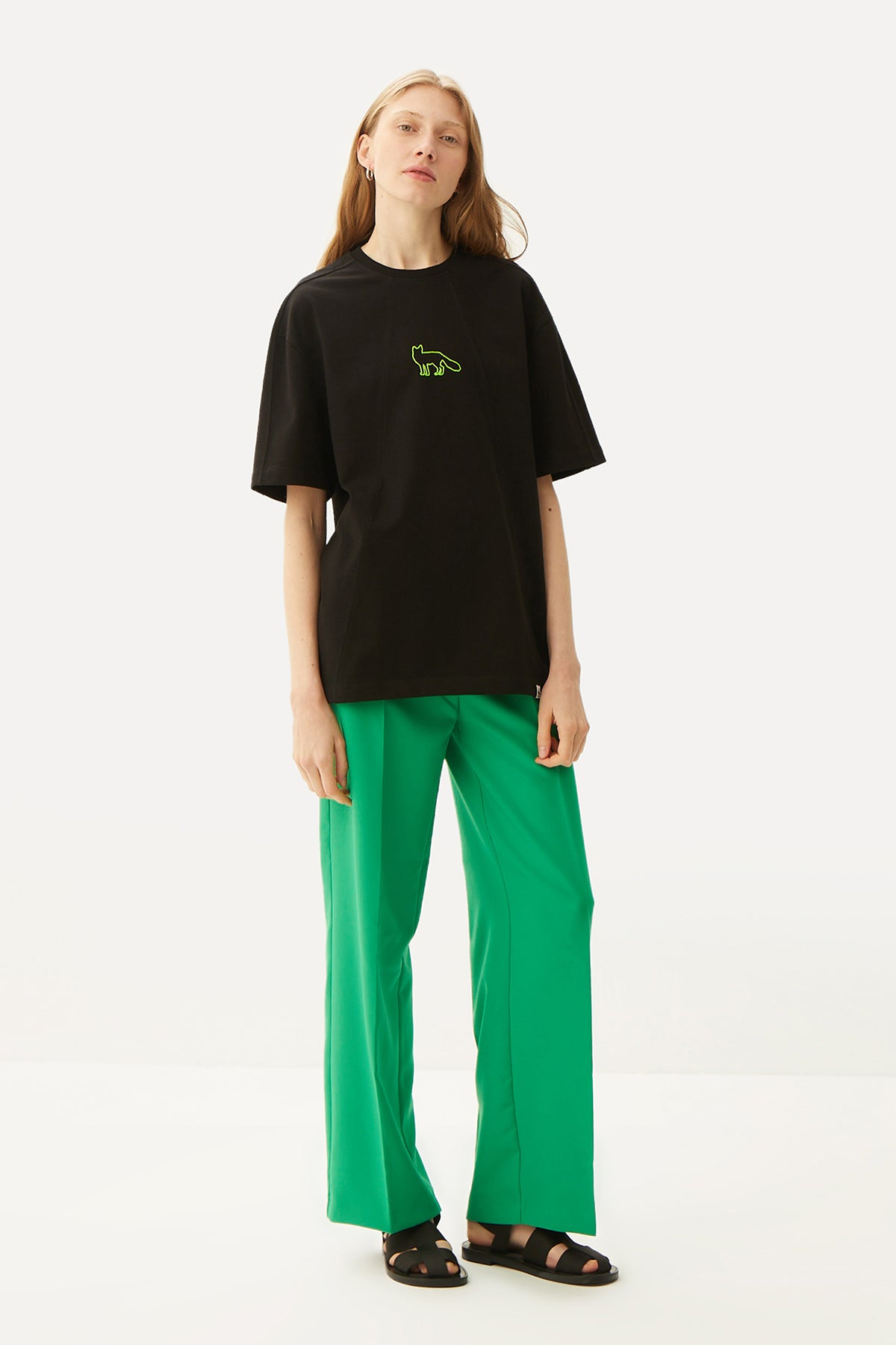 Kızıl Tilki Oversize Premium T-Shirt - Siyah