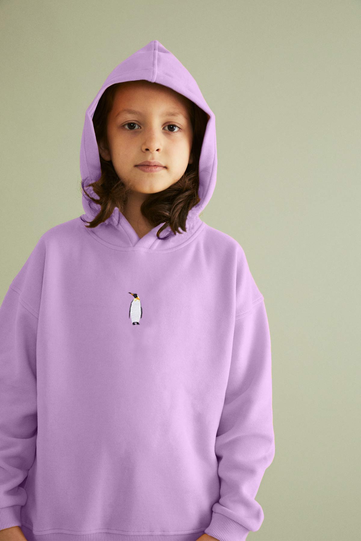 İmparator Penguen Çocuk Hoodie - Lila