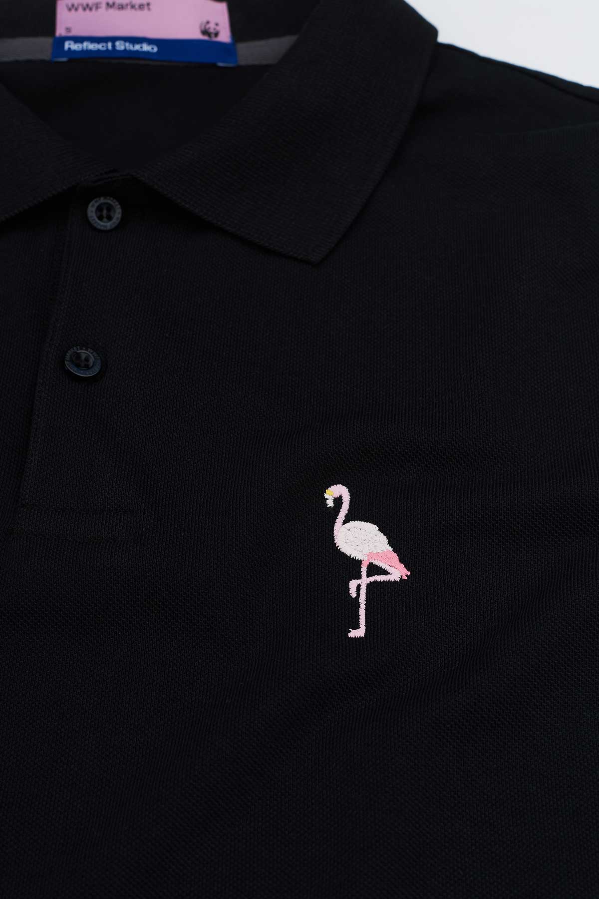 Flamingo Polo Yaka T-Shirt - Siyah