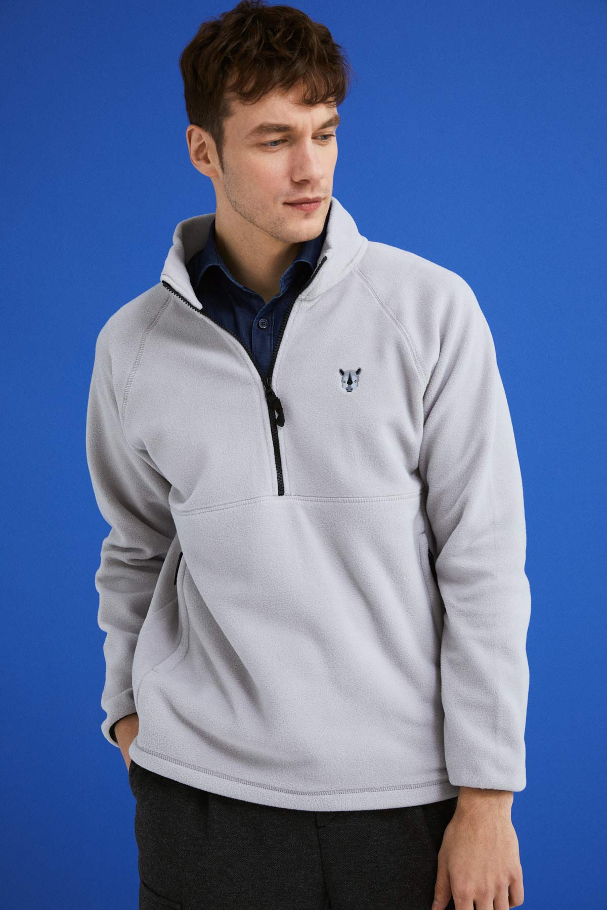 Gergedan Half-Zip Polar - Gri