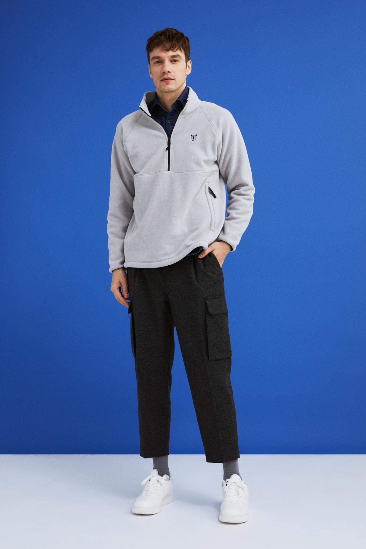 Gergedan Half-Zip Polar - Gri