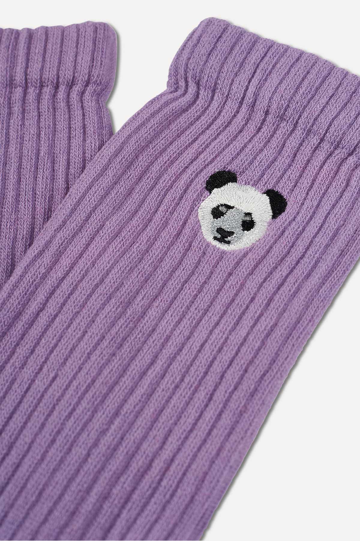 Panda Soket Havlu Çorap - Lila