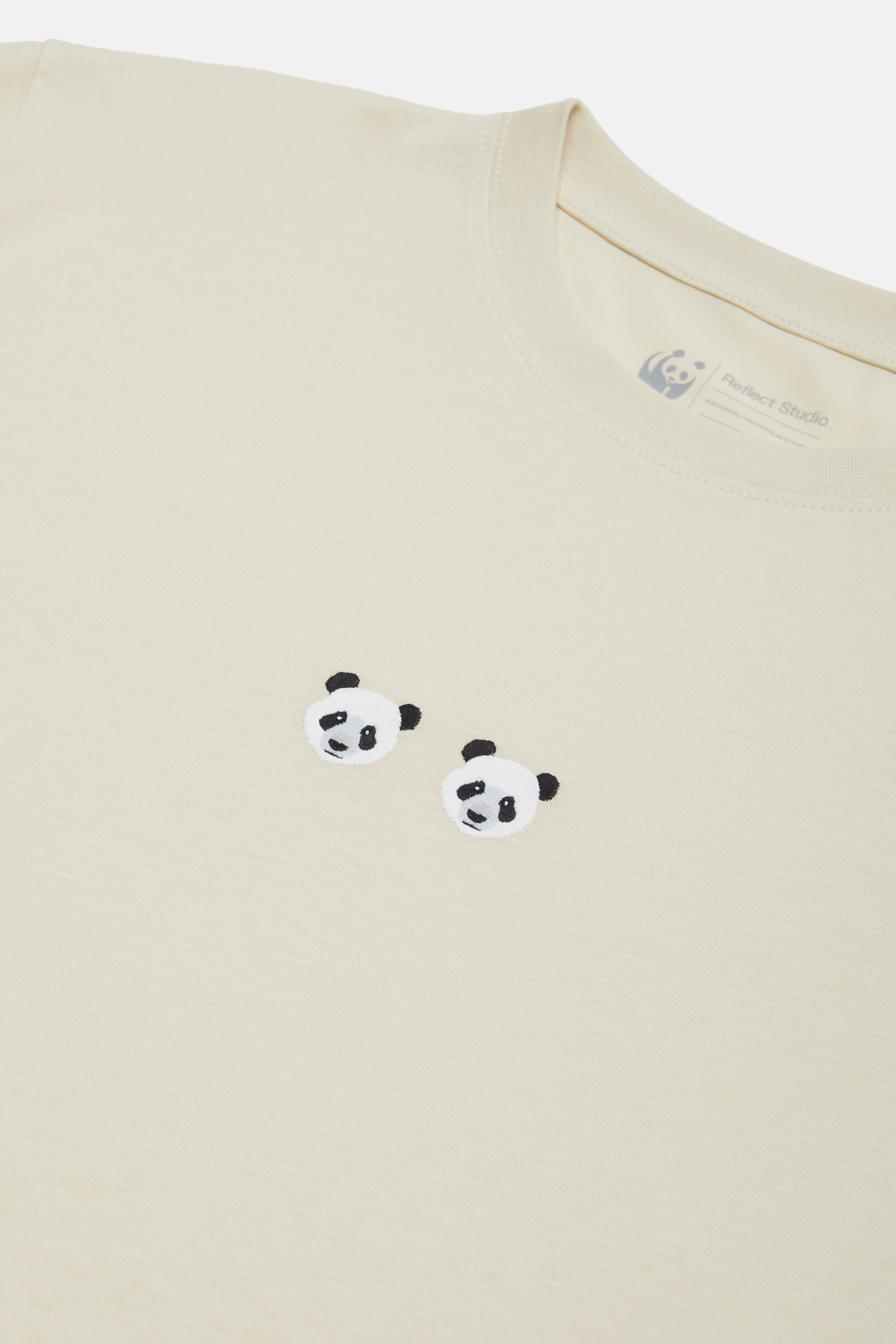 Chi & Chi Panda Light-Weight Crop T-Shirt  - Parşömen Bej