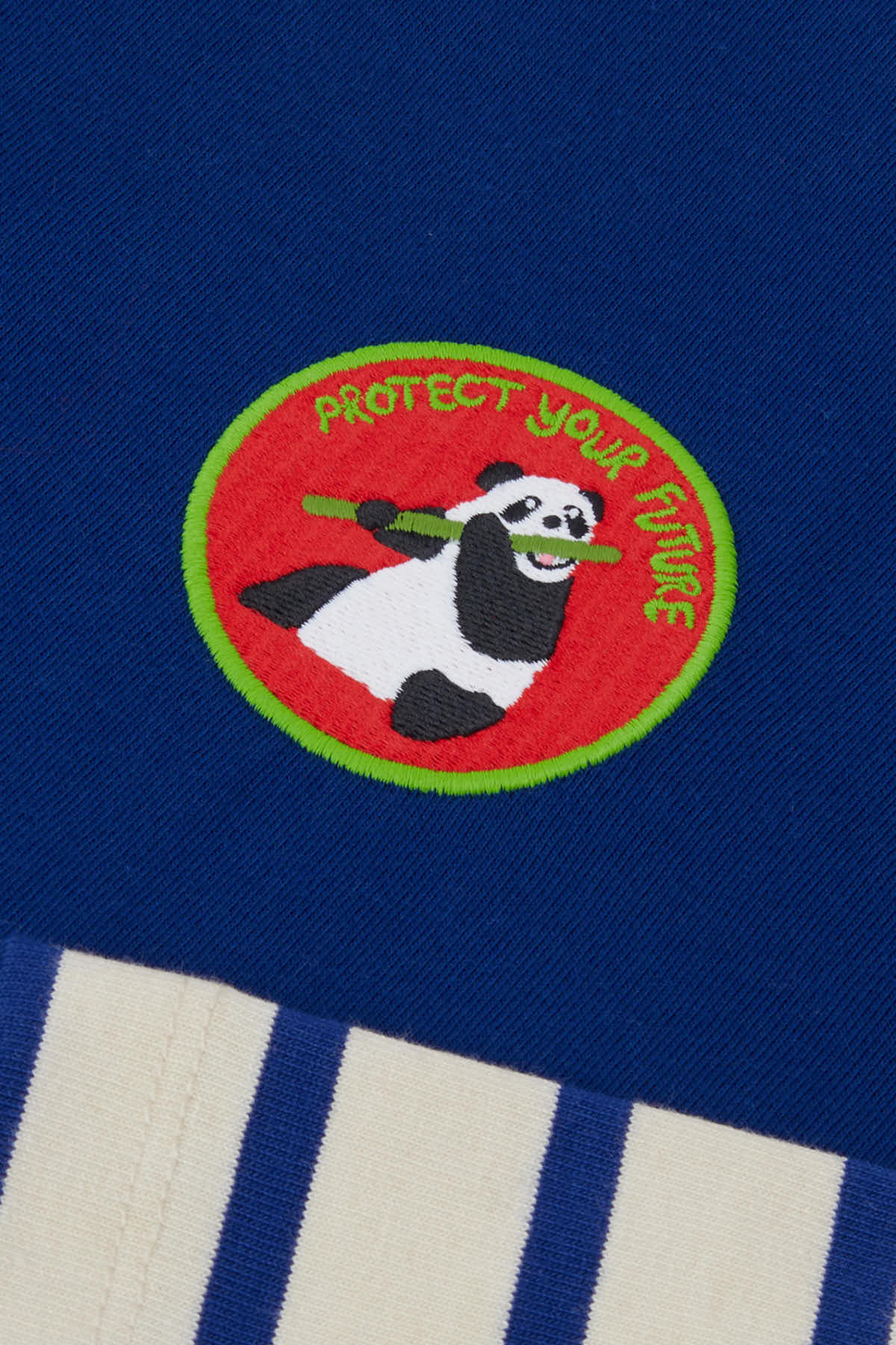 Giant Panda Çift Kollu Çizgili T-Shirt - Lacivert