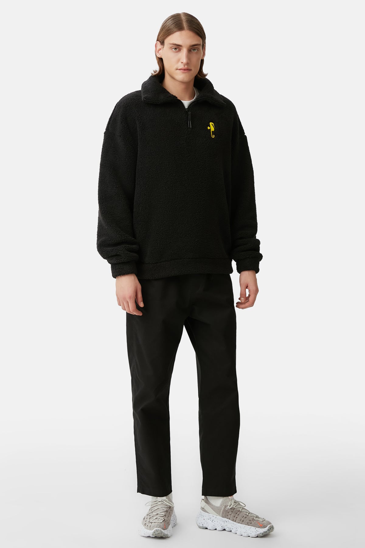 Denizatı  Sherpa Quarter-Zip Sweatshirt - Siyah