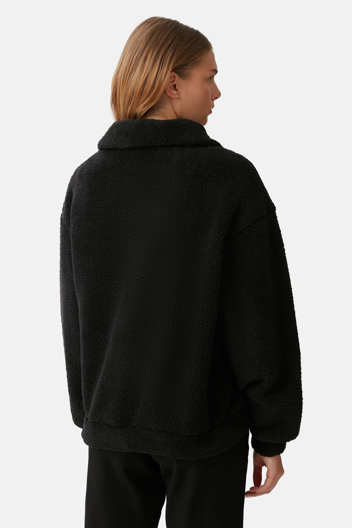 Denizatı  Sherpa Quarter-Zip Sweatshirt - Siyah